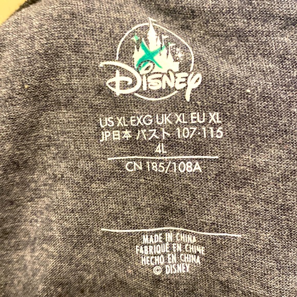 Disney Grey Short Sleeve Crew Neck Mickey Mouse Shirt wearing a stocking XL - Picture 3 of 8